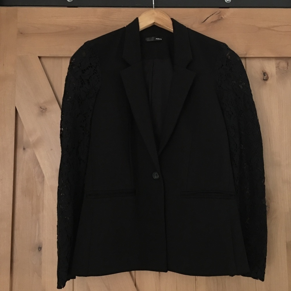 Aqua Black Lace Sleeve Blazer Size XS